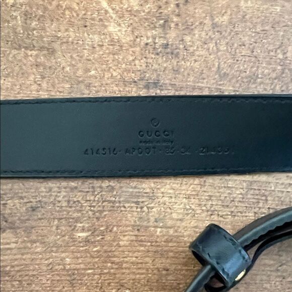Gucci Black Belt with Gold GG Emblem Marmont belt - Picture 2 of 2